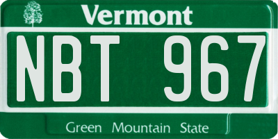 VT license plate NBT967