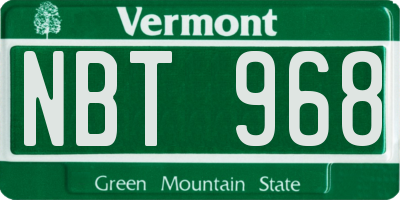 VT license plate NBT968