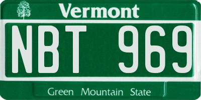 VT license plate NBT969