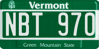 VT license plate NBT970