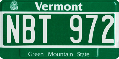 VT license plate NBT972