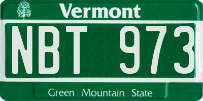 VT license plate NBT973