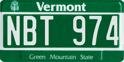 VT license plate NBT974