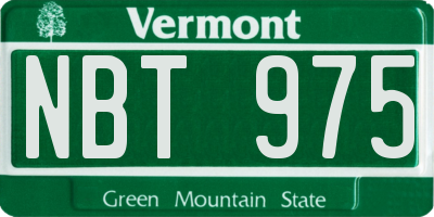 VT license plate NBT975