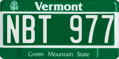 VT license plate NBT977