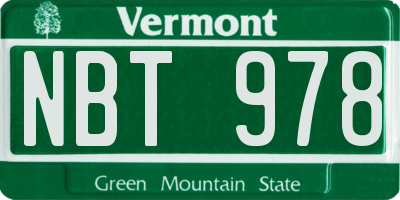 VT license plate NBT978