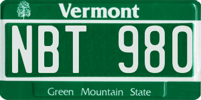 VT license plate NBT980
