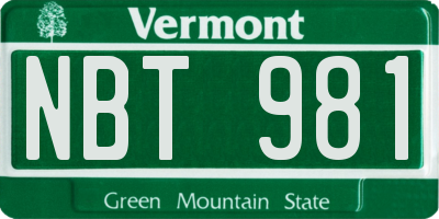 VT license plate NBT981