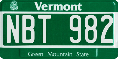 VT license plate NBT982