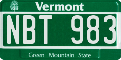 VT license plate NBT983