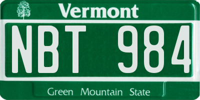 VT license plate NBT984