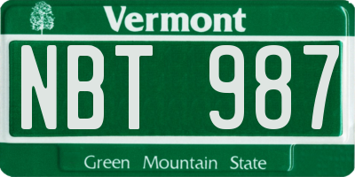 VT license plate NBT987