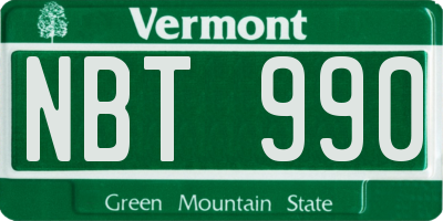 VT license plate NBT990
