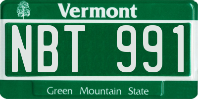 VT license plate NBT991