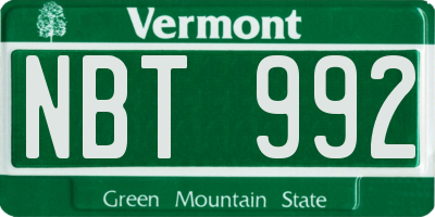 VT license plate NBT992