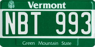 VT license plate NBT993