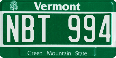 VT license plate NBT994