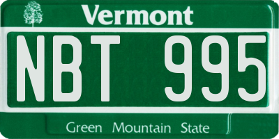 VT license plate NBT995