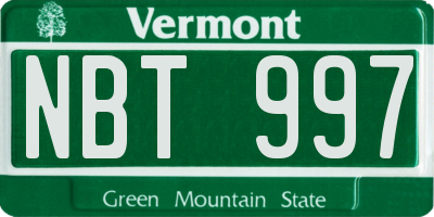 VT license plate NBT997