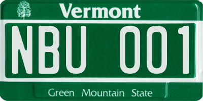 VT license plate NBU001
