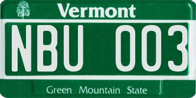 VT license plate NBU003