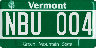 VT license plate NBU004