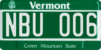 VT license plate NBU006