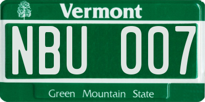 VT license plate NBU007