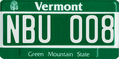 VT license plate NBU008