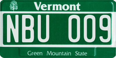 VT license plate NBU009