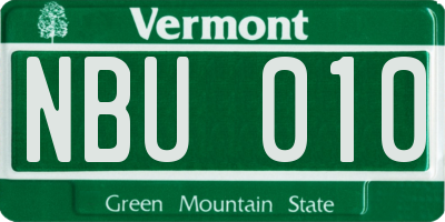 VT license plate NBU010