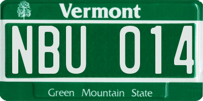 VT license plate NBU014