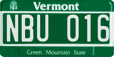 VT license plate NBU016