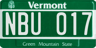 VT license plate NBU017
