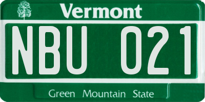 VT license plate NBU021