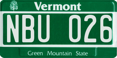 VT license plate NBU026