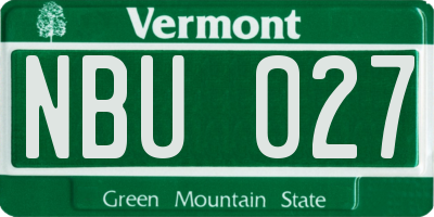 VT license plate NBU027