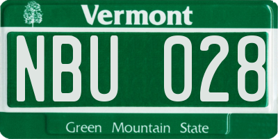 VT license plate NBU028