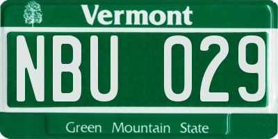 VT license plate NBU029