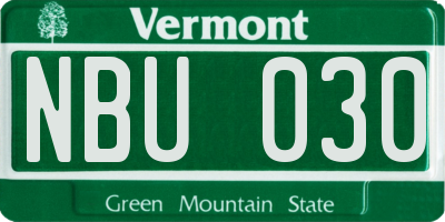 VT license plate NBU030