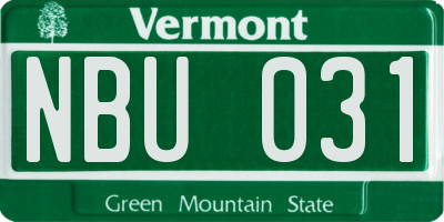 VT license plate NBU031