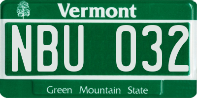 VT license plate NBU032