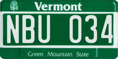 VT license plate NBU034