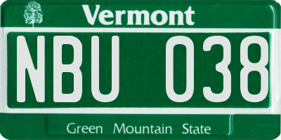 VT license plate NBU038