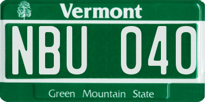 VT license plate NBU040