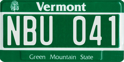 VT license plate NBU041