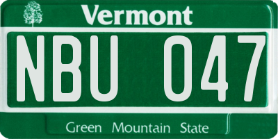 VT license plate NBU047