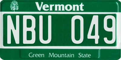 VT license plate NBU049