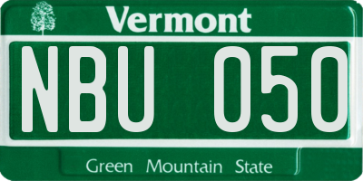 VT license plate NBU050