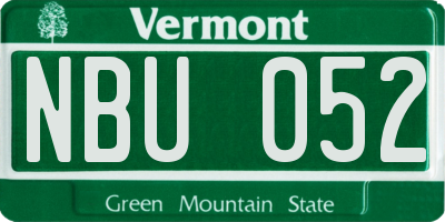 VT license plate NBU052